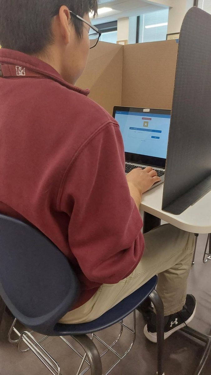 Student Taking test Online.