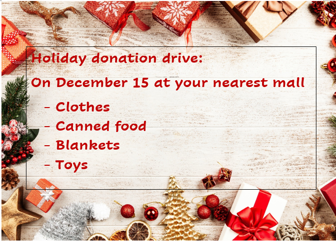 Holiday donation drives where to go 