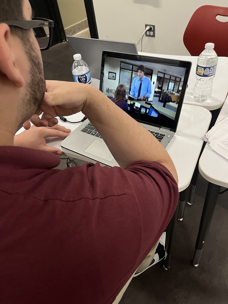 Senior Arturo Perez is watching his favorite The Office.