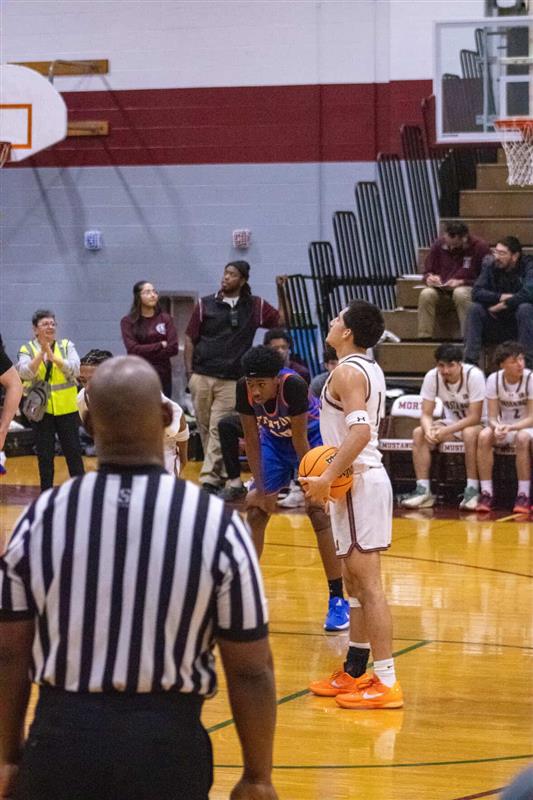 Morton's Point Guard Alfredo Macias stepping up to the free throw line.