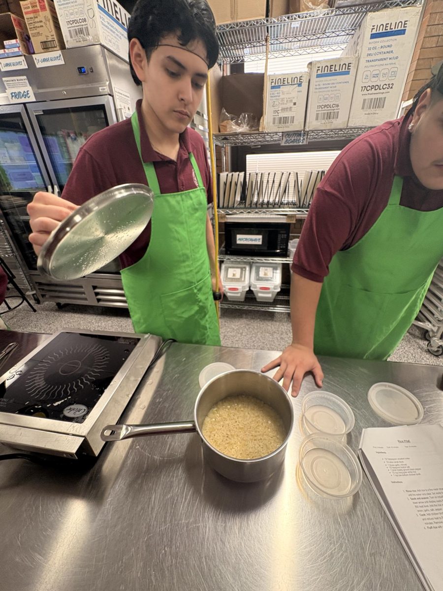 Senior Francisco Padilla is making his last meal before spring break. "I'm excited for spring break, so I can work and cut more hair," Padilla said. 