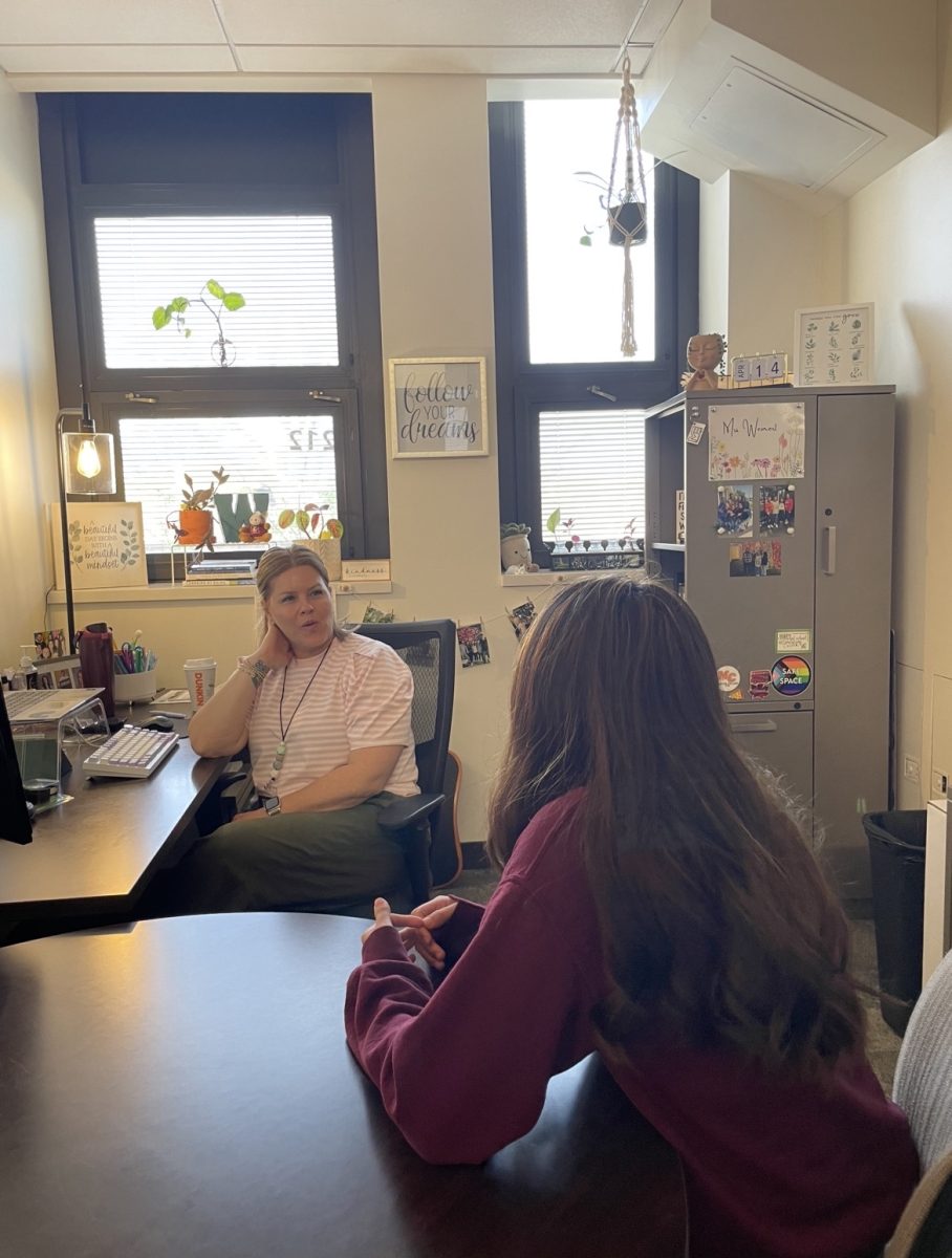 After checking in with Ms. Martha and confirming that her counselor is available, senior Emily Ramirez meets with her assigned counselor. Following the school’s recent Mental Health Fair, she wanted insight into what happens behind the scenes and the roles student support staff play in helping students, as well as what led them to their careers. “I was originally a high school teacher, so it was a natural transition for me to become a high school counselor. I enjoy working with this age group. My role is to support students in navigating the academic, social, and emotional aspects of high school while preparing them for life after graduation. I help students manage responsibilities like coursework, time management, and goal setting, while also fostering personal growth and resilience. I guide students through postsecondary planning, including college and career exploration, applications, and decision-making. My goal is to create a supportive, inclusive environment where every student feels heard, valued, and empowered to reach their full potential. Mental health and guidance for adolescents aren’t just ‘important’—they’re foundational to everything a student does. When mental health struggles, it affects attention, motivation, relationships, behavior, and even physical health. From a counselor’s perspective, supporting mental health isn’t separate from academics—it’s what makes learning possible,” said Ms. Weinert, a counselor at Morton East.